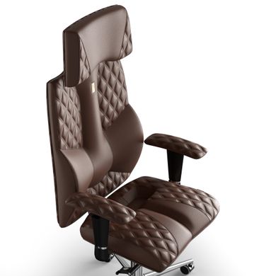Ергономічне офісне крісло та стілець з ортопедичним ефектом для керівників, персоналу, школярів та дітей Крісло KULIK SYSTEM BUSINESS Шкіра з підголівником і дизайнерським швом Віскі
