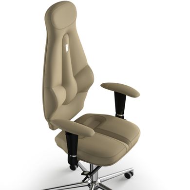 Ергономічне офісне крісло та стілець з ортопедичним ефектом для керівників, персоналу, школярів та дітей Крісло KULIK SYSTEM GALAXY Екошкіра з підголівником без дизайнерського шва Пісочний