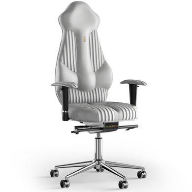 Эргономическое офисное кресло и стул с ортопедическим эффектом для руководителей, персонала, школьников и детей Кресло KULIK SYSTEM IMPERIAL Кожа с подголовником и дизайнерским швом Белый
