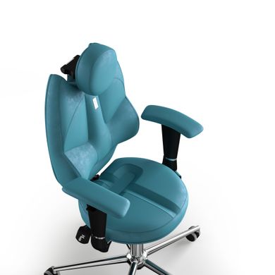 Эргономическое офисное кресло и стул с ортопедическим эффектом для руководителей, персонала, школьников и детей Кресло KULIK SYSTEM TRIO Антара с подголовником без дизайнерского шва Аквамарин
