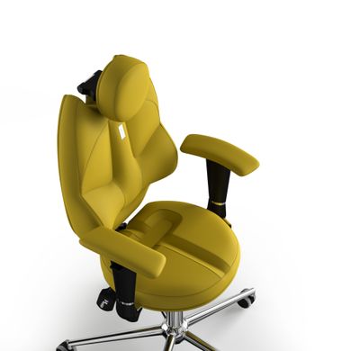 Эргономическое офисное кресло и стул с ортопедическим эффектом для руководителей, персонала, школьников и детей Кресло KULIK SYSTEM TRIO Экокожа с подголовником без дизайнерского шва Желтый