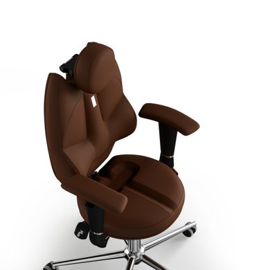 Ергономічне офісне крісло та стілець з ортопедичним ефектом для керівників, персоналу, школярів та дітей Крісло KULIK SYSTEM TRIO Екошкіра з підголівником без дизайнерського шва Коричневий
