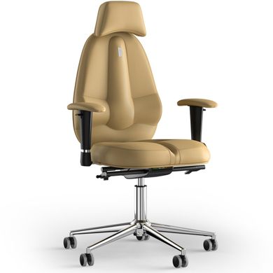 Ергономічне офісне крісло та стілець з ортопедичним ефектом для керівників, персоналу, школярів та дітей Крісло KULIK SYSTEM CLASSIC Екошкіра з підголівником без дизайнерського шва Бежевий