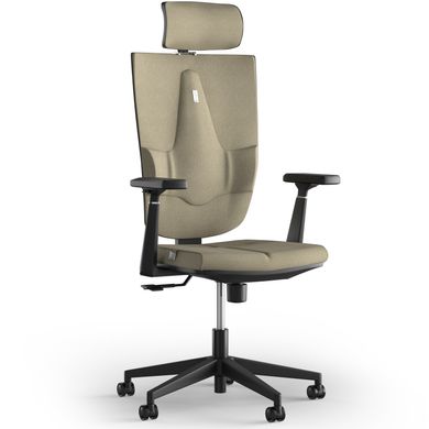 Эргономическое офисное кресло и стул с ортопедическим эффектом для руководителей, персонала, школьников и детей Кресло KULIK SYSTEM SPACE Ткань с подголовником без дизайнерского шва Кремовый