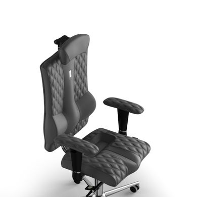 Эргономическое офисное кресло и стул с ортопедическим эффектом для руководителей, персонала, школьников и детей Кресло KULIK SYSTEM ELEGANCE Экокожа с подголовником и дизайнерским швом Серый