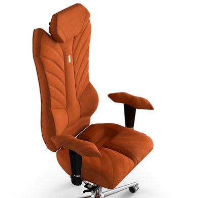 Эргономическое офисное кресло и стул с ортопедическим эффектом для руководителей, персонала, школьников и детей Кресло KULIK SYSTEM MONARCH Ткань с подголовником и дизайнерским швом Оранжевый