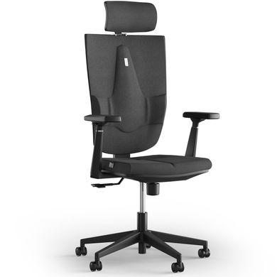 Эргономическое офисное кресло и стул с ортопедическим эффектом для руководителей, персонала, школьников и детей Кресло KULIK SYSTEM SPACE Ткань с подголовником без дизайнерского шва Серый