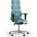 Ергономічне офісне крісло та стілець з ортопедичним ефектом для керівників, персоналу, школярів та дітей Крісло KULIK SYSTEM PYRAMID Екошкіра з підголівником і дизайнерським швом Синій