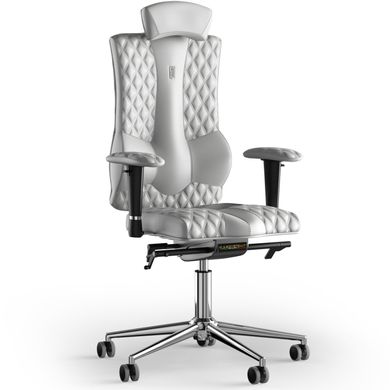 Эргономическое офисное кресло и стул с ортопедическим эффектом для руководителей, персонала, школьников и детей Кресло KULIK SYSTEM ELEGANCE Кожа с подголовником и дизайнерским швом Белый