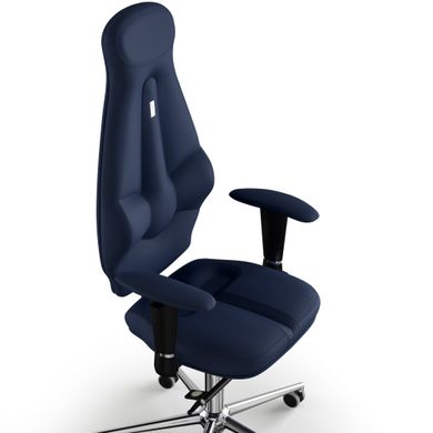 Эргономическое офисное кресло и стул с ортопедическим эффектом для руководителей, персонала, школьников и детей Кресло KULIK SYSTEM GALAXY Экокожа с подголовником без дизайнерского шва Темно-синий