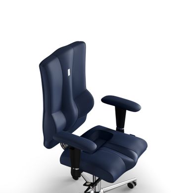 Эргономическое офисное кресло и стул с ортопедическим эффектом для руководителей, персонала, школьников и детей Кресло KULIK SYSTEM ELEGANCE Экокожа без подголовника и дизайнерского шва Темно-синий