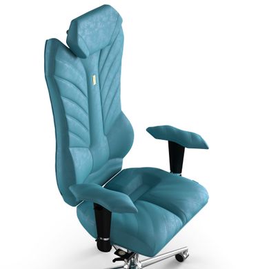 Эргономическое офисное кресло и стул с ортопедическим эффектом для руководителей, персонала, школьников и детей Кресло KULIK SYSTEM MONARCH Антара с подголовником и дизайнерским швом Аквамарин