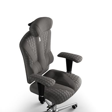 Ергономічне офісне крісло та стілець з ортопедичним ефектом для керівників, персоналу, школярів та дітей Крісло KULIK SYSTEM VICTORY Тканина з підголівником і дизайнерським швом Сріблястий