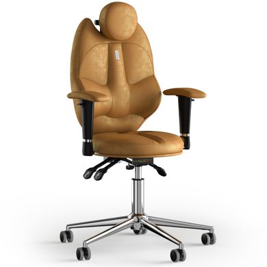 Эргономическое офисное кресло и стул с ортопедическим эффектом для руководителей, персонала, школьников и детей Кресло KULIK SYSTEM TRIO Антара с подголовником без дизайнерского шва Медовый