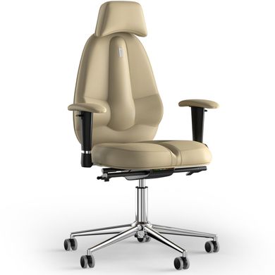 Ергономічне офісне крісло та стілець з ортопедичним ефектом для керівників, персоналу, школярів та дітей Крісло KULIK SYSTEM CLASSIC Екошкіра з підголівником без дизайнерського шва Пісочний