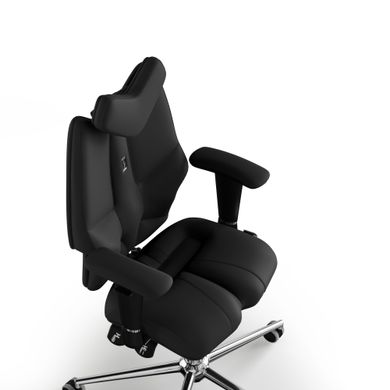 Эргономическое офисное кресло и стул с ортопедическим эффектом для руководителей, персонала, школьников и детей Кресло KULIK SYSTEM FLY Кожа с подголовником без дизайнерского шва Черный