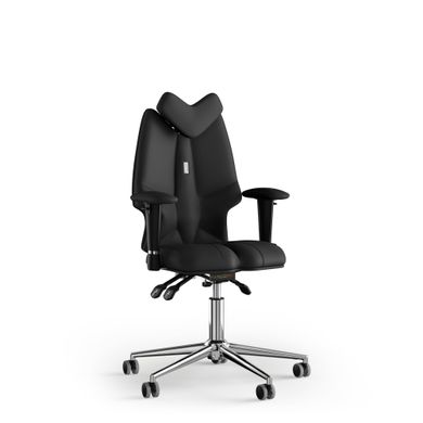Эргономическое офисное кресло и стул с ортопедическим эффектом для руководителей, персонала, школьников и детей Кресло KULIK SYSTEM FLY Кожа с подголовником без дизайнерского шва Черный
