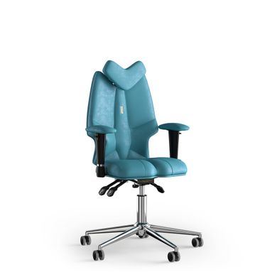 Эргономическое офисное кресло и стул с ортопедическим эффектом для руководителей, персонала, школьников и детей Кресло KULIK SYSTEM FLY Антара с подголовником без дизайнерского шва Аквамарин
