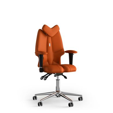 Ергономічне офісне крісло та стілець з ортопедичним ефектом для керівників, персоналу, школярів та дітей Крісло KULIK SYSTEM FLY Екошкіра з підголівником без дизайнерського шва Помаранчевий