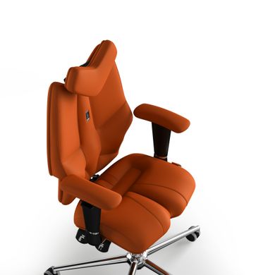 Ергономічне офісне крісло та стілець з ортопедичним ефектом для керівників, персоналу, школярів та дітей Крісло KULIK SYSTEM FLY Екошкіра з підголівником без дизайнерського шва Помаранчевий