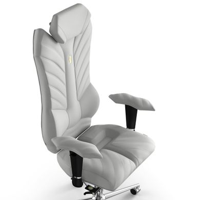 Ергономічне офісне крісло та стілець з ортопедичним ефектом для керівників, персоналу, школярів та дітей Крісло KULIK SYSTEM MONARCH Екошкіра з підголівником і дизайнерським швом Білий