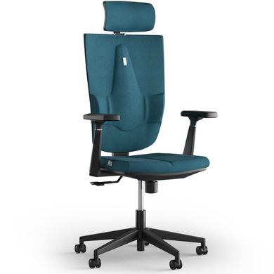 Ергономічне офісне крісло та стілець з ортопедичним ефектом для керівників, персоналу, школярів та дітей Крісло KULIK SYSTEM SPACE Тканина з підголівником без дизайнерського шва Джинсовий