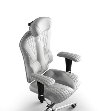 Ергономічне офісне крісло та стілець з ортопедичним ефектом для керівників, персоналу, школярів та дітей Крісло KULIK SYSTEM VICTORY Шкіра з підголівником і дизайнерським швом Білий