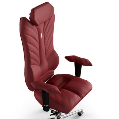 Эргономическое офисное кресло и стул с ортопедическим эффектом для руководителей, персонала, школьников и детей Кресло KULIK SYSTEM MONARCH Экокожа с подголовником и дизайнерским швом Красный