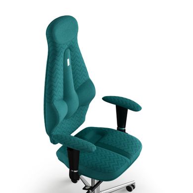 Ергономічне офісне крісло та стілець з ортопедичним ефектом для керівників, персоналу, школярів та дітей Крісло KULIK SYSTEM GALAXY Тканина з підголівником і дизайнерським швом Аквамарин