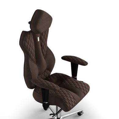 Эргономическое офисное кресло и стул с ортопедическим эффектом для руководителей, персонала, школьников и детей Кресло KULIK SYSTEM ROYAL Ткань с подголовником и дизайнерским швом Шоколадный