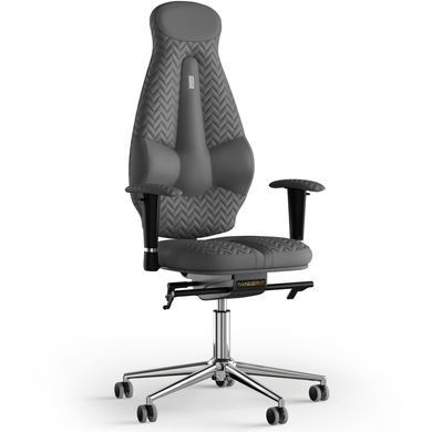 Ергономічне офісне крісло та стілець з ортопедичним ефектом для керівників, персоналу, школярів та дітей Крісло KULIK SYSTEM GALAXY Екошкіра з підголівником і дизайнерським швом Сірий