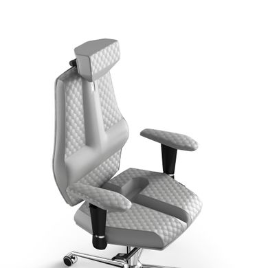 Ергономічне офісне крісло та стілець з ортопедичним ефектом для керівників, персоналу, школярів та дітей Крісло KULIK SYSTEM NANO Шкіра з підголівником і дизайнерським швом Білий