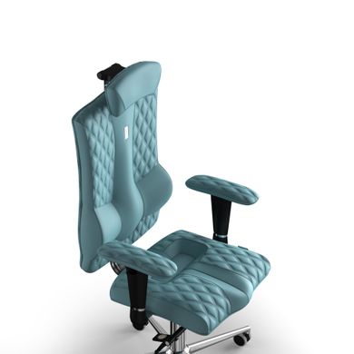 Ергономічне офісне крісло та стілець з ортопедичним ефектом для керівників, персоналу, школярів та дітей Крісло KULIK SYSTEM ELEGANCE Екошкіра з підголівником і дизайнерським швом Синій