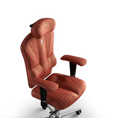 Эргономическое офисное кресло и стул с ортопедическим эффектом для руководителей, персонала, школьников и детей Кресло KULIK SYSTEM VICTORY Антара с подголовником и дизайнерским швом Морковный