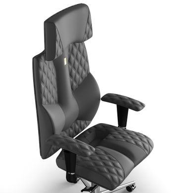 Ергономічне офісне крісло та стілець з ортопедичним ефектом для керівників, персоналу, школярів та дітей Крісло KULIK SYSTEM BUSINESS Екошкіра з підголівником і дизайнерським швом Сірий