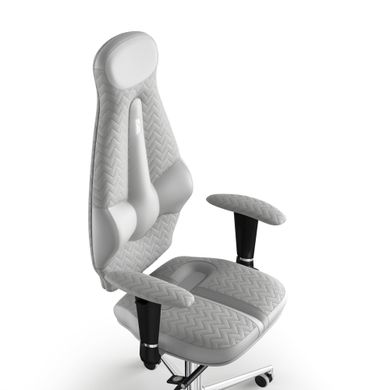Эргономическое офисное кресло и стул с ортопедическим эффектом для руководителей, персонала, школьников и детей Кресло KULIK SYSTEM GALAXY Кожа с подголовником и дизайнерским швом Белый