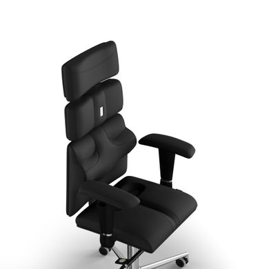 Ергономічне офісне крісло та стілець з ортопедичним ефектом для керівників, персоналу, школярів та дітей Крісло KULIK SYSTEM PYRAMID Екошкіра з підголівником без дизайнерського шва Чорний