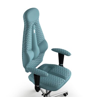 Ергономічне офісне крісло та стілець з ортопедичним ефектом для керівників, персоналу, школярів та дітей Крісло KULIK SYSTEM GALAXY Екошкіра з підголівником і дизайнерським швом Синій