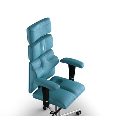 Эргономическое офисное кресло и стул с ортопедическим эффектом для руководителей, персонала, школьников и детей Кресло KULIK SYSTEM PYRAMID Антара с подголовником без дизайнерского шва Аквамарин