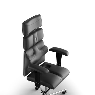 Эргономическое офисное кресло и стул с ортопедическим эффектом для руководителей, персонала, школьников и детей Кресло KULIK SYSTEM PYRAMID Кожа с подголовником без дизайнерского шва Черный