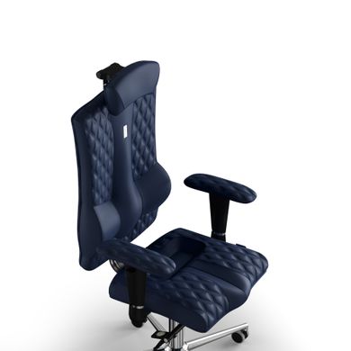 Эргономическое офисное кресло и стул с ортопедическим эффектом для руководителей, персонала, школьников и детей Кресло KULIK SYSTEM ELEGANCE Экокожа с подголовником и дизайнерским швом Темно-синий