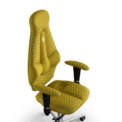 Ергономічне офісне крісло та стілець з ортопедичним ефектом для керівників, персоналу, школярів та дітей Крісло KULIK SYSTEM GALAXY Екошкіра з підголівником і дизайнерським швом Жовтий