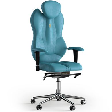 Ергономічне офісне крісло та стілець з ортопедичним ефектом для керівників, персоналу, школярів та дітей Крісло KULIK SYSTEM GRAND Антара з підголівником без дизайнерського шва Аквамарин