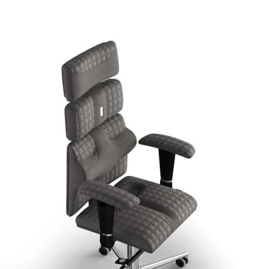 Эргономическое офисное кресло и стул с ортопедическим эффектом для руководителей, персонала, школьников и детей Кресло KULIK SYSTEM PYRAMID Ткань с подголовником и дизайнерским швом Серебристый