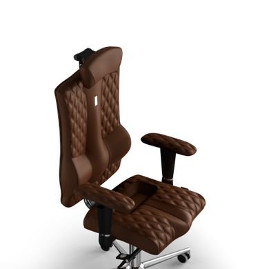 Эргономическое офисное кресло и стул с ортопедическим эффектом для руководителей, персонала, школьников и детей Кресло KULIK SYSTEM ELEGANCE Экокожа с подголовником и дизайнерским швом Коричневый
