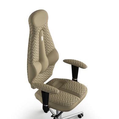 Ергономічне офісне крісло та стілець з ортопедичним ефектом для керівників, персоналу, школярів та дітей Крісло KULIK SYSTEM GALAXY Екошкіра з підголівником і дизайнерським швом Пісочний