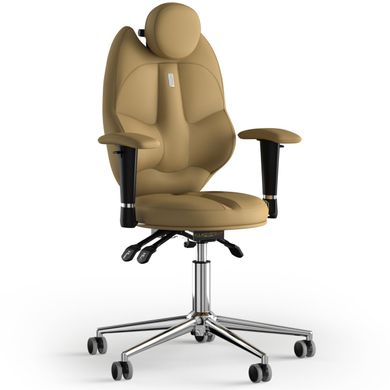 Эргономическое офисное кресло и стул с ортопедическим эффектом для руководителей, персонала, школьников и детей Кресло KULIK SYSTEM TRIO Экокожа с подголовником без дизайнерского шва Бежевый