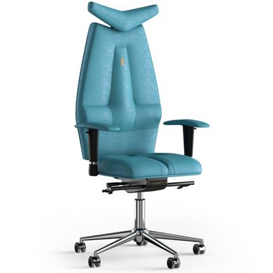 Ергономічне офісне крісло та стілець з ортопедичним ефектом для керівників, персоналу, школярів та дітей Крісло KULIK SYSTEM JET Антара з підголівником без дизайнерського шва Аквамарин