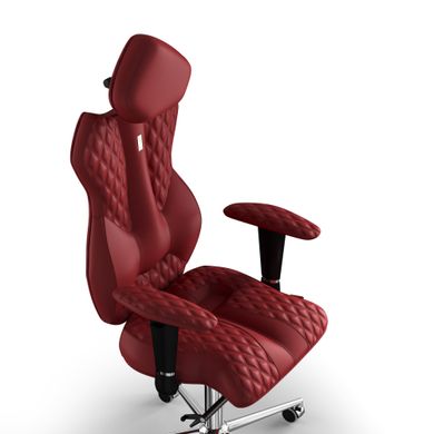 Эргономическое офисное кресло и стул с ортопедическим эффектом для руководителей, персонала, школьников и детей Кресло KULIK SYSTEM ROYAL Экокожа с подголовником и дизайнерским швом Красный