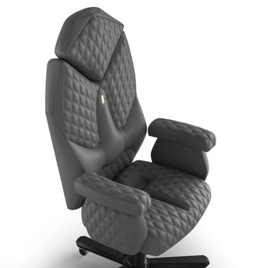 Ергономічне офісне крісло та стілець з ортопедичним ефектом для керівників, персоналу, школярів та дітей Крісло KULIK SYSTEM DIAMOND Екошкіра з підголівником і дизайнерським швом Сірий